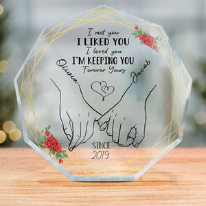 Je te garde à jamais à toi - Plaque acrylique personnalisée en forme de nonagone pour couple - Cadeau pour mari et femme, anniversaire
