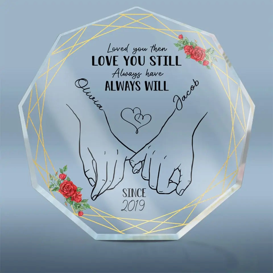 Je te garde à jamais à toi - Plaque acrylique personnalisée en forme de nonagone pour couple - Cadeau pour mari et femme, anniversaire
