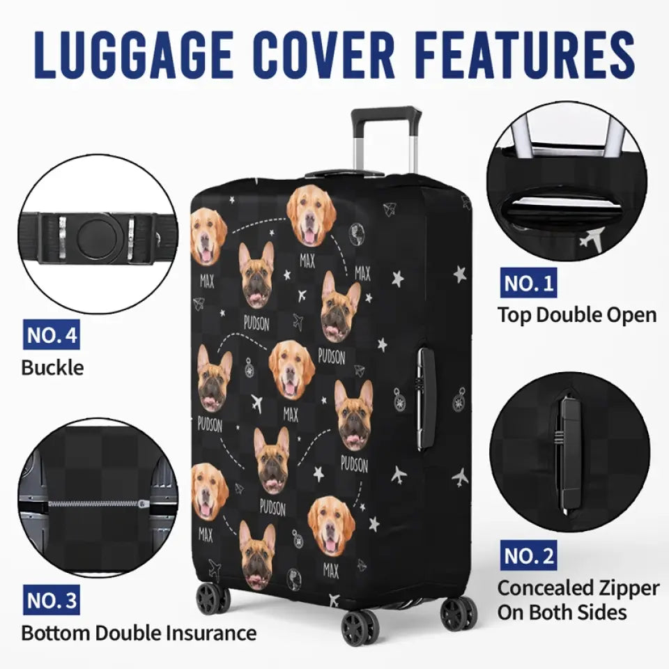 Housse de bagage personnalisée avec photo et fierté de votre ville natale - Cadeau idéal pour les vacances, les voyages d'aventure, les propriétaires d'animaux et les amoureux des animaux.