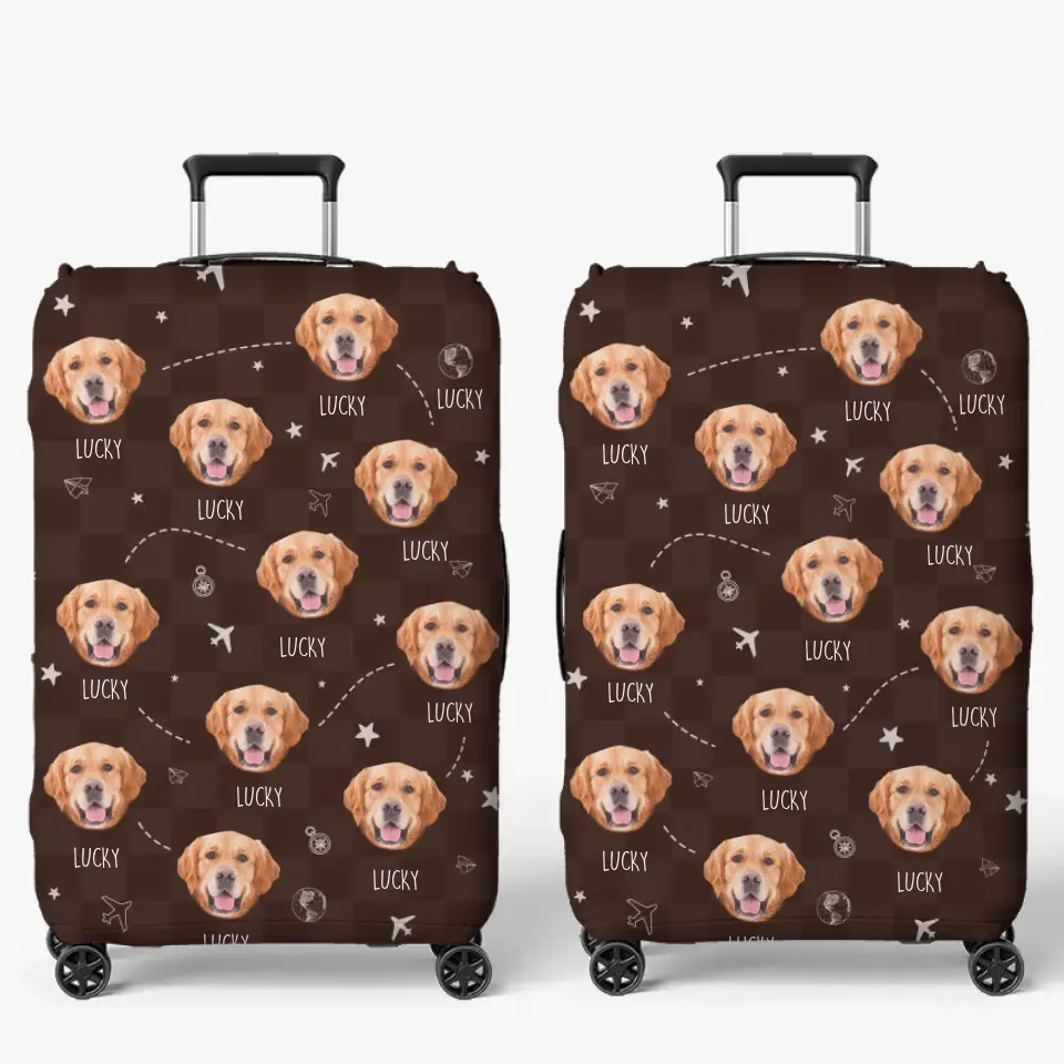 Housse de bagage personnalisée avec photo et fierté de votre ville natale - Cadeau idéal pour les vacances, les voyages d'aventure, les propriétaires d'animaux et les amoureux des animaux.