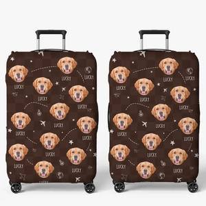 Housse de bagage personnalisée avec photo et fierté de votre ville natale - Cadeau idéal pour les vacances, les voyages d'aventure, les propriétaires d'animaux et les amoureux des animaux.