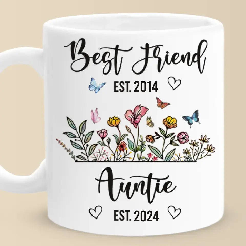 De meilleure amie à tante - Mug personnalisé pour meilleure amie - Cadeau pour meilleures amies, meilleures amies, sœurs