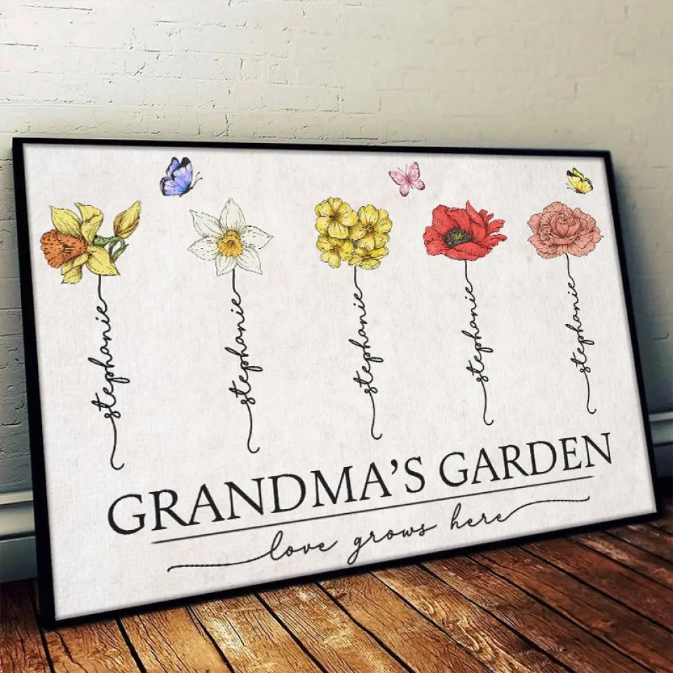 Une grand-mère, c'est l'amour qu'on ne se lasse jamais - Affiche horizontale personnalisée pour la famille - Fête des Mères, cadeau pour grand-mère