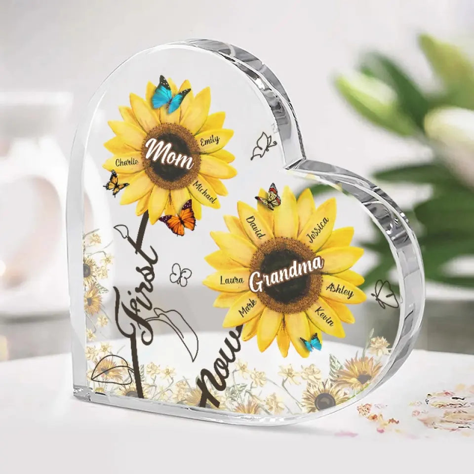 Grand-mère, tu es le soleil de ma vie - Plaque acrylique personnalisée en forme de cœur pour la famille - Fête des Mères, cadeau pour maman, grand-mère