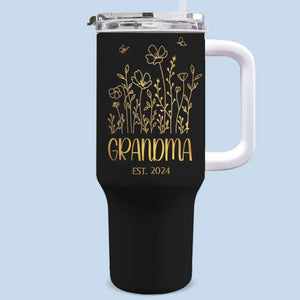 D'abord ma grand-mère, pour toujours mon amie - Gobelet personnalisé en acier inoxydable de 40 oz avec poignée - Fête des Mères, cadeau pour maman, grand-mère