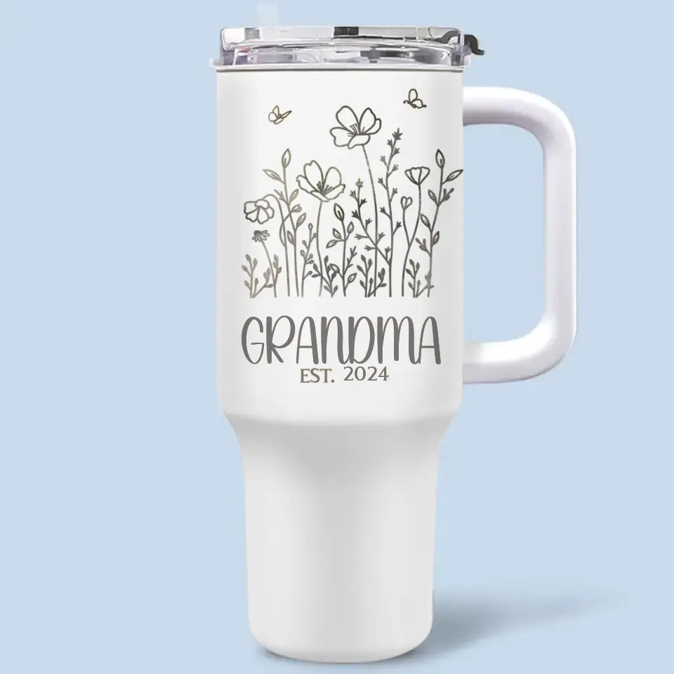 D'abord ma grand-mère, pour toujours mon amie - Gobelet personnalisé en acier inoxydable de 40 oz avec poignée - Fête des Mères, cadeau pour maman, grand-mère