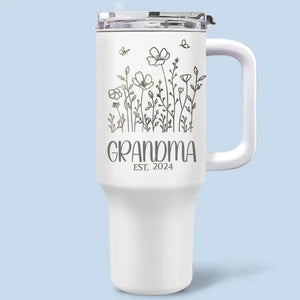 D'abord ma grand-mère, pour toujours mon amie - Gobelet personnalisé en acier inoxydable de 40 oz avec poignée - Fête des Mères, cadeau pour maman, grand-mère