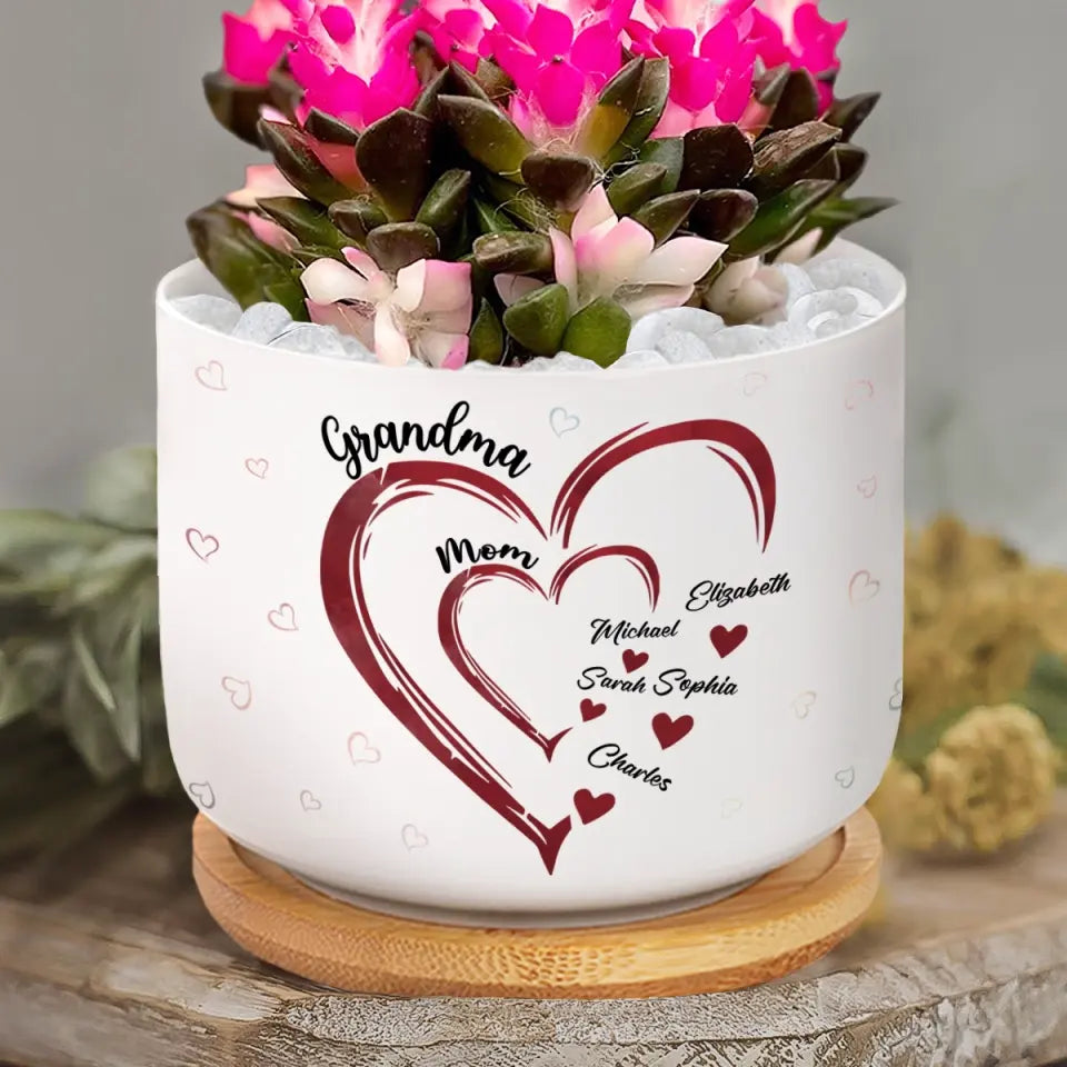 L'étonnant voyage de l'amour maternel - Pot de fleurs en céramique personnalisé pour la maison - Cadeau de fête des mères, de pendaison de crémaillère pour maman et grand-mère