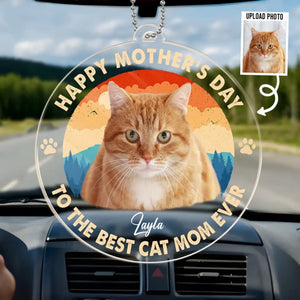 Photo personnalisée pour la meilleure maman chat de tous les temps - Décoration de voiture personnalisée pour chien et chat - Forme personnalisée en acrylique - Fête des Mères, cadeau pour propriétaires d'animaux et amoureux des animaux