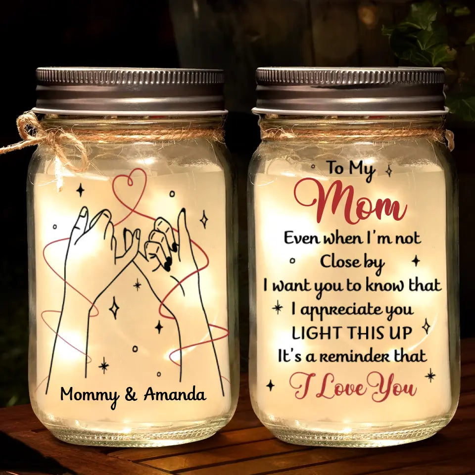 Merci d'être la lumière de ma vie - Lampe personnalisée en pot Mason pour la famille - Cadeau pour la fête des mères, maman, grand-mère