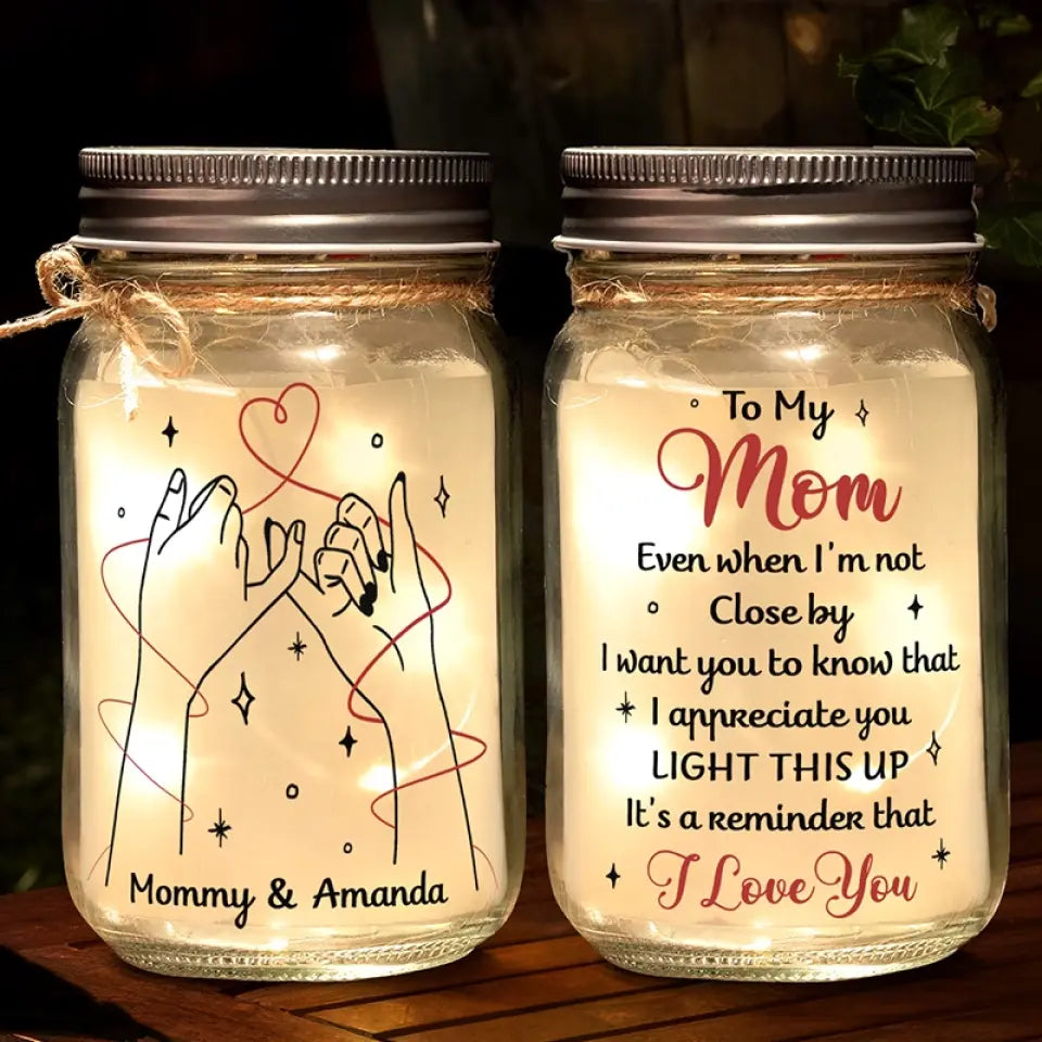 Merci d'être la lumière de ma vie - Lampe personnalisée en pot Mason pour la famille - Cadeau pour la fête des mères, maman, grand-mère