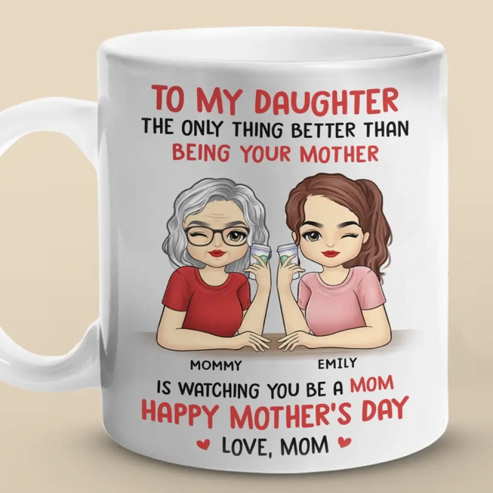 Je te regarde être maman - Mug personnalisé pour la famille - Fête des mères, cadeau pour fille