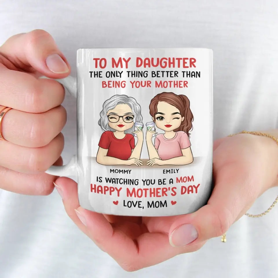 Je te regarde être maman - Mug personnalisé pour la famille - Fête des mères, cadeau pour fille