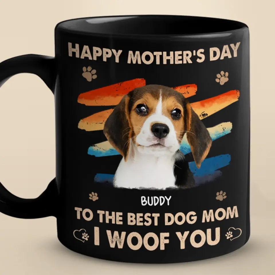 Mug photo personnalisé « Mère, c'est le cadeau le plus adorable » - Tasse noire personnalisée pour chien et chat - Fête des Mères, cadeau pour les propriétaires d'animaux et les amoureux des animaux