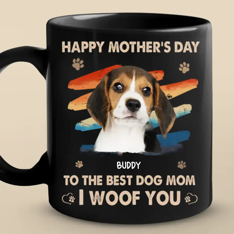 Mug photo personnalisé « Mère, c'est le cadeau le plus adorable » - Tasse noire personnalisée pour chien et chat - Fête des Mères, cadeau pour les propriétaires d'animaux et les amoureux des animaux