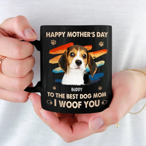 Mug photo personnalisé « Mère, c'est le cadeau le plus adorable » - Tasse noire personnalisée pour chien et chat - Fête des Mères, cadeau pour les propriétaires d'animaux et les amoureux des animaux