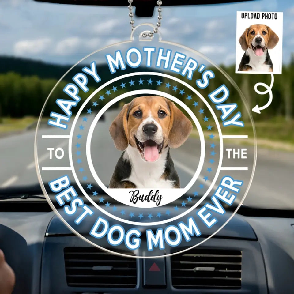 Photo personnalisée « Meilleure maman de chien » - Décoration de voiture personnalisée pour chien et chat - Acrylique en forme personnalisée - Cadeau pour la fête des mères, pour les propriétaires d'animaux et les amoureux des animaux