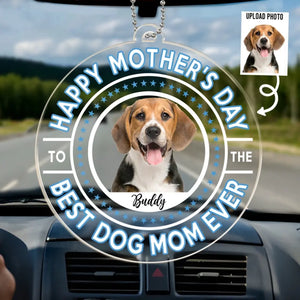 Photo personnalisée « Meilleure maman de chien » - Décoration de voiture personnalisée pour chien et chat - Acrylique en forme personnalisée - Cadeau pour la fête des mères, pour les propriétaires d'animaux et les amoureux des animaux