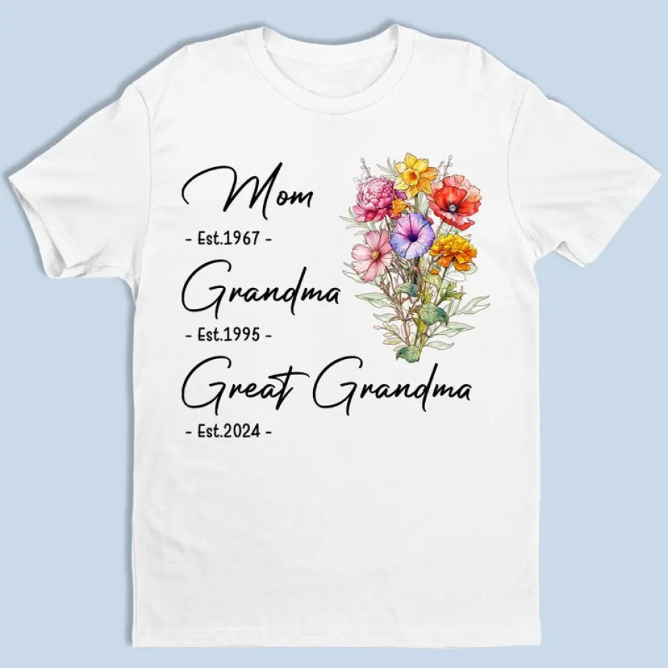 Grand-mère Ours Fleurs - T-shirt unisexe personnalisé, sweat à capuche, sweat-shirt - Fête des Mères, cadeau pour maman, grand-mère