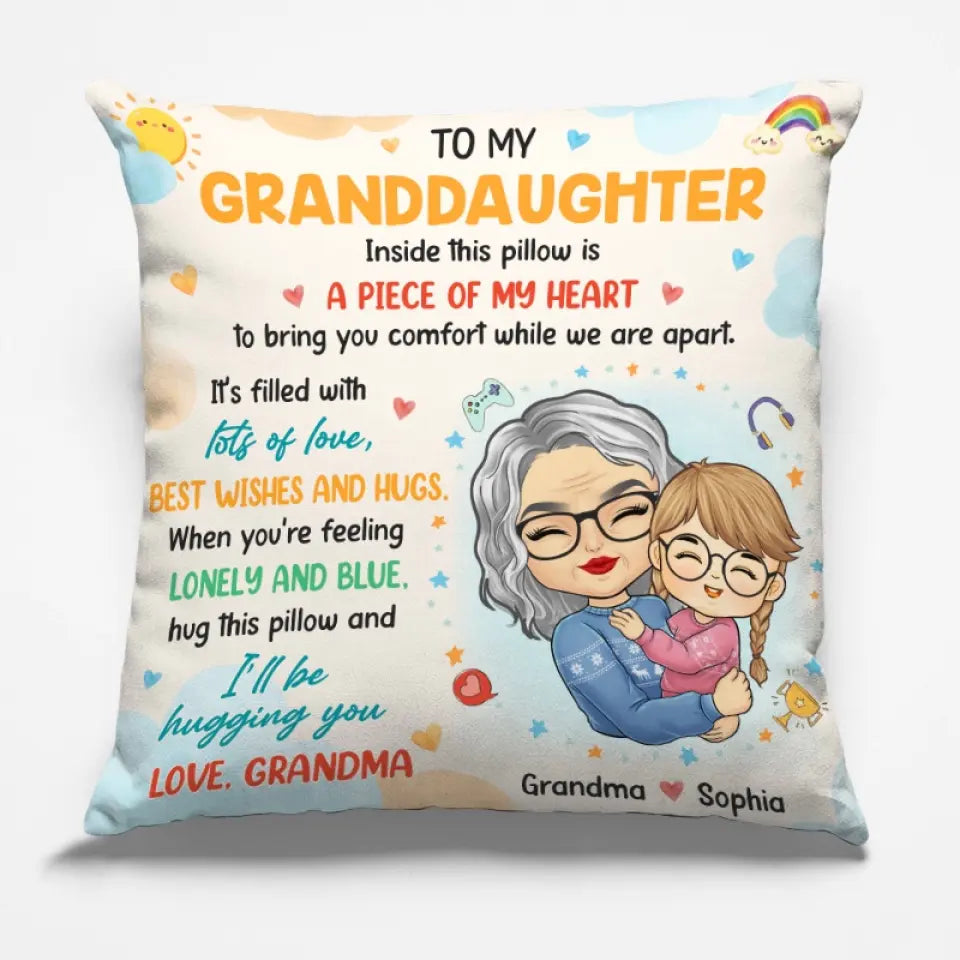 Je te serrerai dans mes bras - Oreiller personnalisé pour la famille - Cadeau de grand-mère
