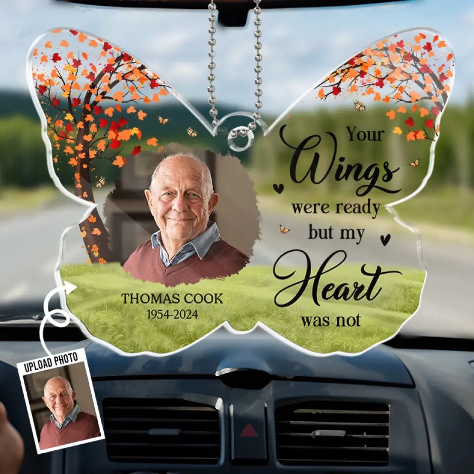 Photo personnalisée pour toujours dans mon cœur - Ornement de voiture personnalisé commémoratif - Forme personnalisée en acrylique - Cadeau de condoléances pour les membres de la famille