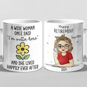 Elle vécut heureuse pour toujours - Tasse personnalisée - Cadeau de remerciement et de départ à la retraite pour collègues, amis de travail, collègues