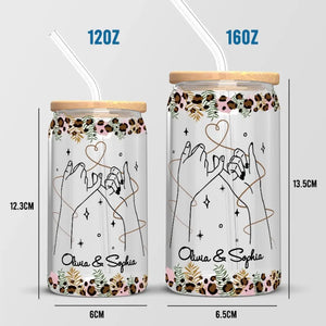 Grâce à toi, je ris un peu plus fort - Tasse en verre personnalisée Bestie, tasse à café glacé - Cadeau pour meilleures amies, BFF, sœurs