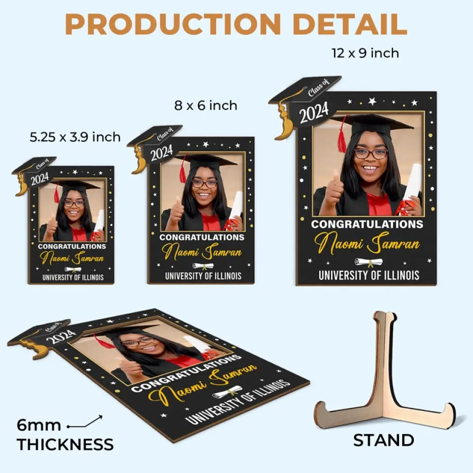 Photo personnalisée : exister, c'est changer ! Plaque en bois personnalisée à 2 couches avec support pour famille ! Cadeau de fin d'études pour frères et sœurs.