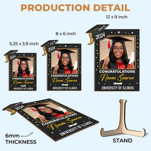 Photo personnalisée : exister, c'est changer ! Plaque en bois personnalisée à 2 couches avec support pour famille ! Cadeau de fin d'études pour frères et sœurs.
