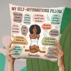 Mes affirmations quotidiennes - Coussin personnalisé pour le yoga - Cadeau pour les amateurs de yoga