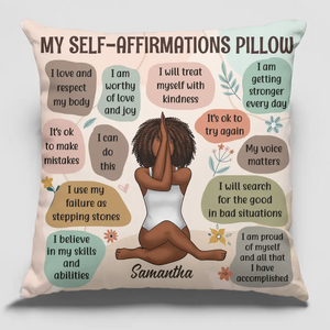 Mes affirmations quotidiennes - Coussin personnalisé pour le yoga - Cadeau pour les amateurs de yoga