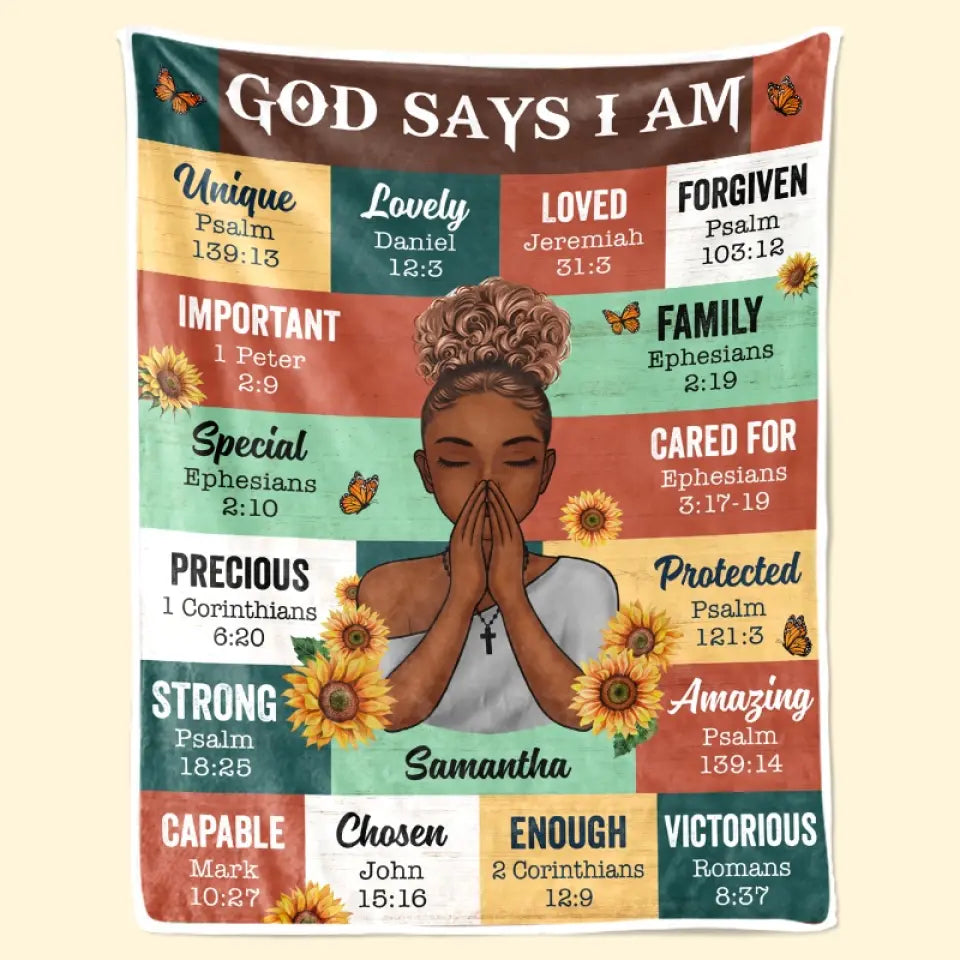 Dieu dit que je suis - Couverture familiale personnalisée - Cadeau pour les membres de la famille