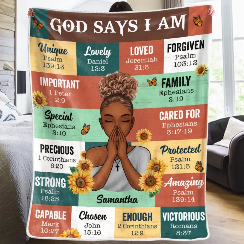 Dieu dit que je suis - Couverture familiale personnalisée - Cadeau pour les membres de la famille