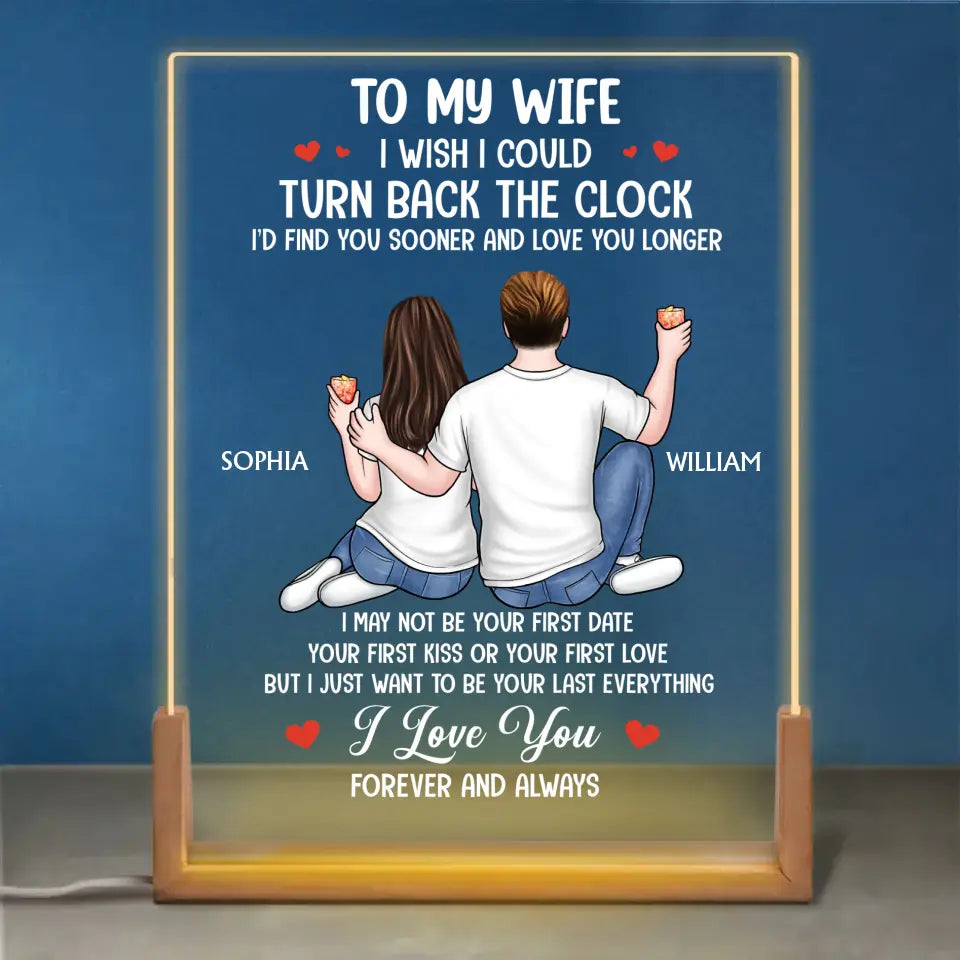 Je t'aime pour toujours et à jamais - Veilleuse LED 3D personnalisée en forme de noyer pour couple - Cadeau pour mari et femme, anniversaire