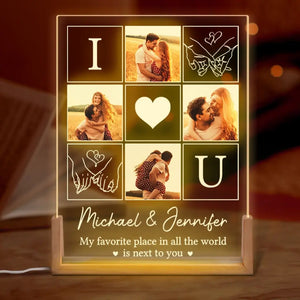 Photo personnalisée « Tu es mon préféré » – Veilleuse LED 3D en noyer personnalisée pour couple – Cadeau pour mari et femme, anniversaire