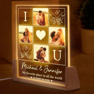Photo personnalisée « Tu es mon préféré » – Veilleuse LED 3D en noyer personnalisée pour couple – Cadeau pour mari et femme, anniversaire