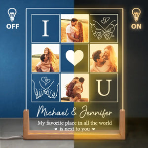 Photo personnalisée « Tu es mon préféré » – Veilleuse LED 3D en noyer personnalisée pour couple – Cadeau pour mari et femme, anniversaire