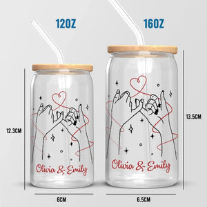 Tasse en verre personnalisée « Standing By My Side » pour meilleure amie, tasse à café glacé - Cadeau pour meilleures amies, meilleures amies, sœurs