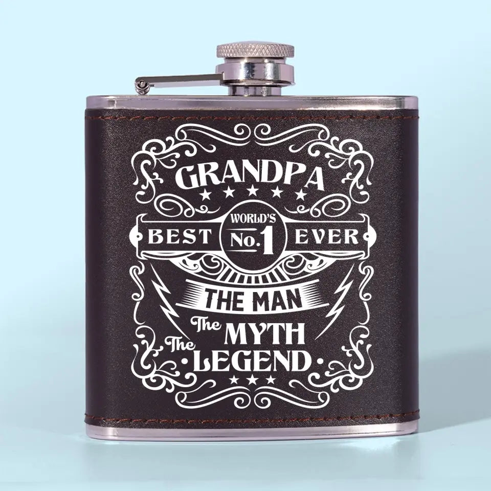 L'Homme Le Mythe La Légende - Flasque Personnalisée Familiale - Fête des Pères, Cadeau pour Papa, Grand-Père