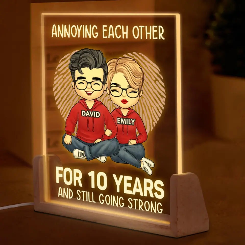 Puissions-nous nous ennuyer les uns les autres pendant de nombreuses années - Veilleuse LED 3D en noyer personnalisée pour couple - Cadeau pour mari et femme, anniversaire