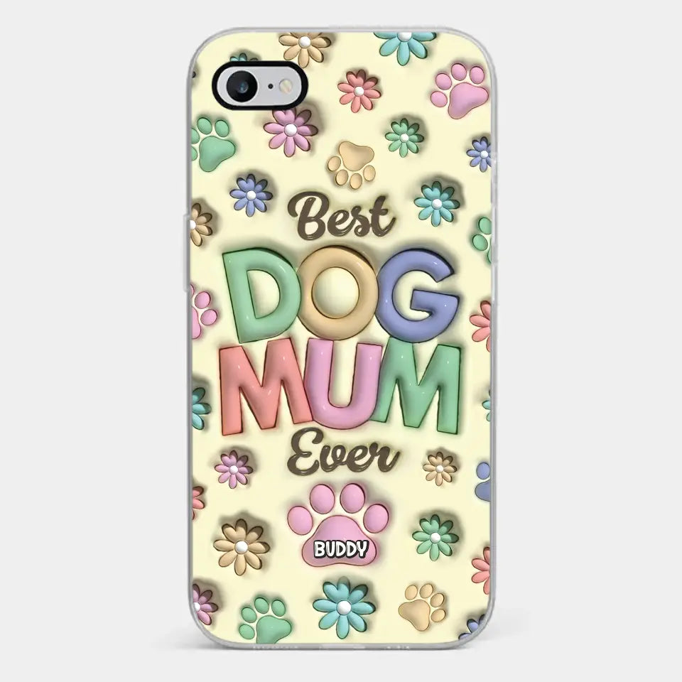 Meilleure maman à fourrure de tous les temps - Coque de téléphone transparente personnalisée avec effet gonflé 3D pour chien et chat - Cadeau pour la fête des mères, pour les propriétaires d'animaux et les amoureux des animaux