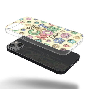 Meilleure maman à fourrure de tous les temps - Coque de téléphone transparente personnalisée avec effet gonflé 3D pour chien et chat - Cadeau pour la fête des mères, pour les propriétaires d'animaux et les amoureux des animaux