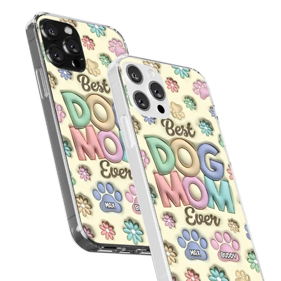 Meilleure maman à fourrure de tous les temps - Coque de téléphone transparente personnalisée avec effet gonflé 3D pour chien et chat - Cadeau pour la fête des mères, pour les propriétaires d'animaux et les amoureux des animaux