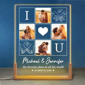 Photo personnalisée « Tu es mon préféré » – Veilleuse LED 3D en noyer personnalisée pour couple – Cadeau pour mari et femme, anniversaire