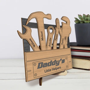 Je suis le petit assistant de papa - Plaque en bois personnalisée à 2 couches avec support - Fête des pères, cadeau pour papa, grand-père