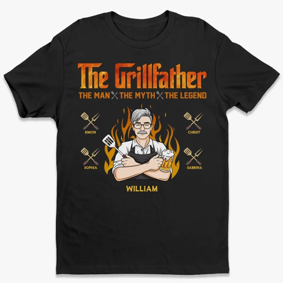 Le Grillfather, la légende - T-shirt unisexe personnalisé, sweat à capuche, sweat-shirt - Fête des pères, cadeau pour papa, grand-père
