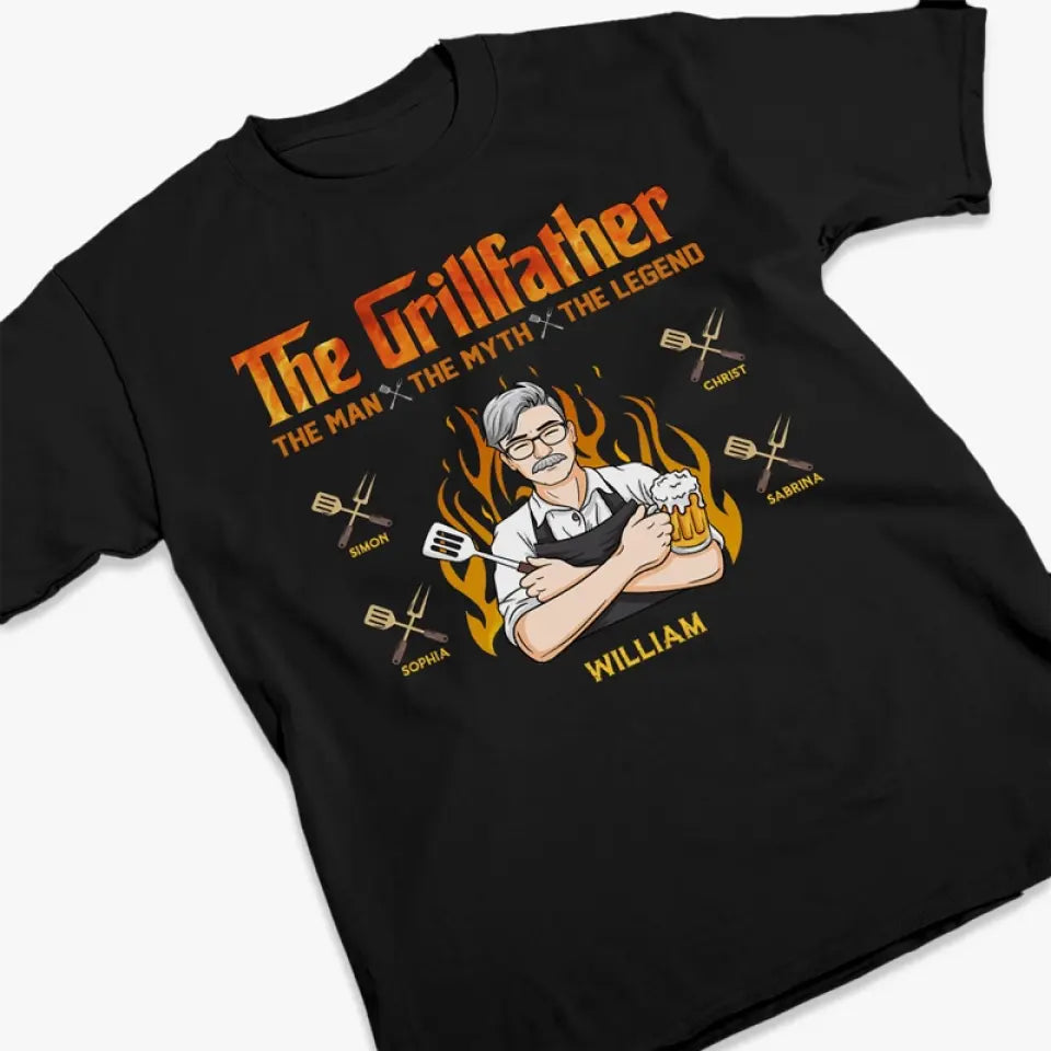Le Grillfather, la légende - T-shirt unisexe personnalisé, sweat à capuche, sweat-shirt - Fête des pères, cadeau pour papa, grand-père