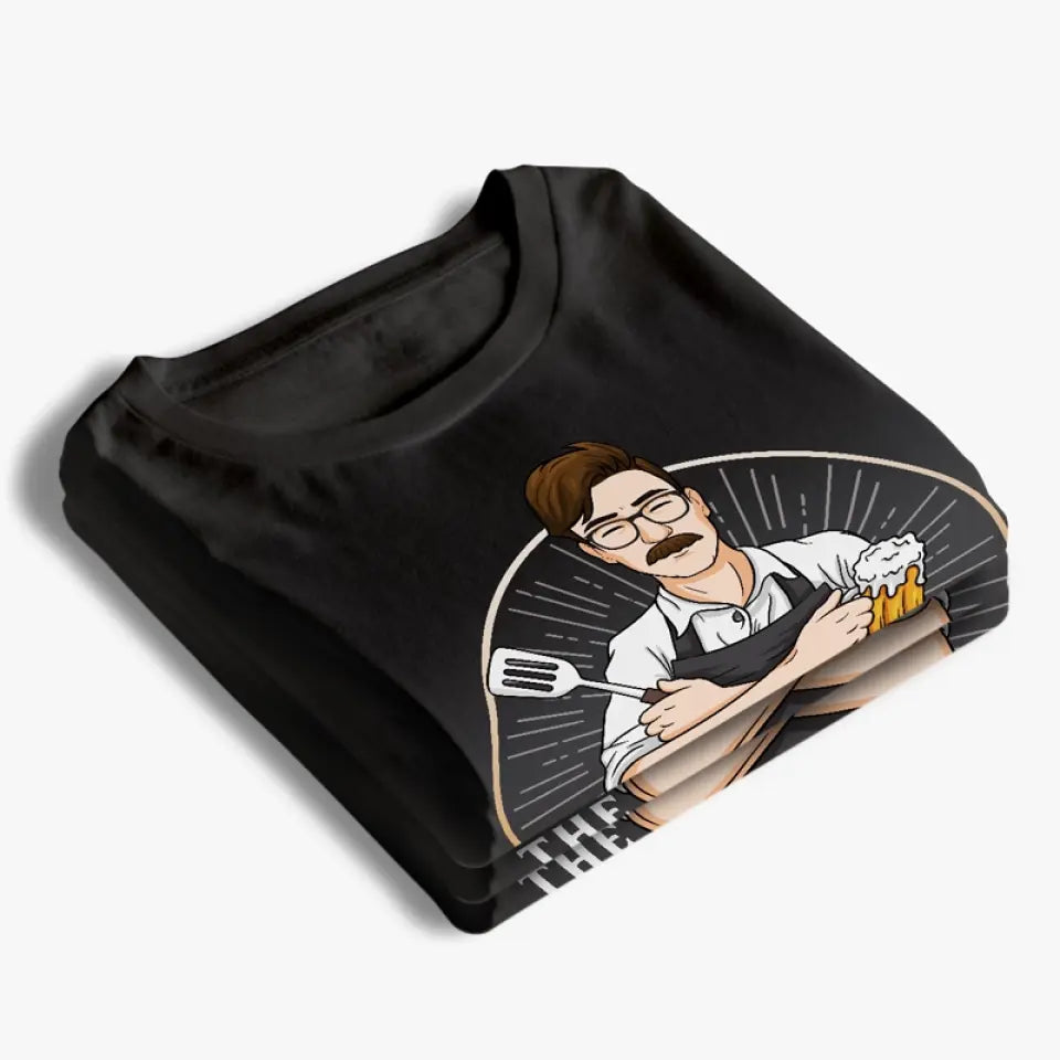 Le maître du gril peut battre la viande - T-shirt unisexe personnalisé pour la famille, sweat à capuche, sweat-shirt - Fête des pères, cadeau pour papa, grand-père
