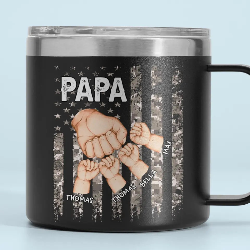 Les grands pères trouvent des solutions - Gobelet personnalisé en acier inoxydable de 14 oz avec poignée - Fête des pères, cadeau pour papa, grand-père