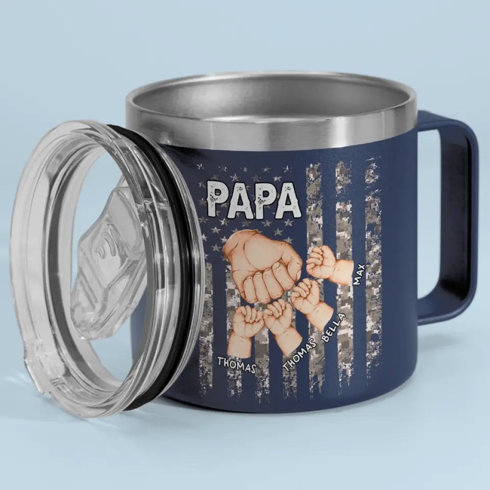 Les grands pères trouvent des solutions - Gobelet personnalisé en acier inoxydable de 14 oz avec poignée - Fête des pères, cadeau pour papa, grand-père